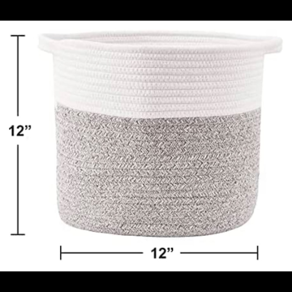 HITSLAM Woven Laundry Basket Storage Bin: 12"x12"x12" Rope Basket with Handle